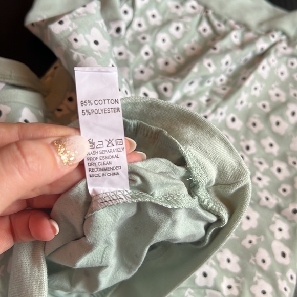 Mint Floral Printed Baby Matching Top and Bottom Set - Picture 6 of 6